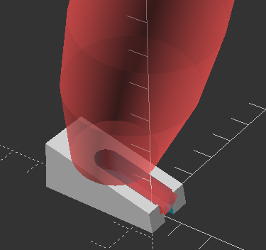 wedge with plug being cut out