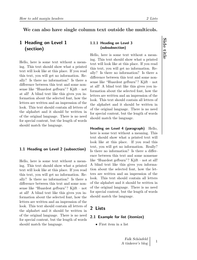 Rotated text with a long separation line