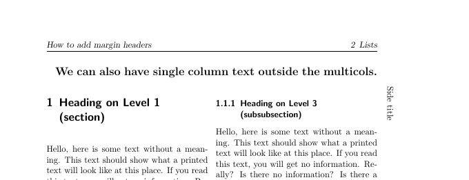 Rotated text in the margins