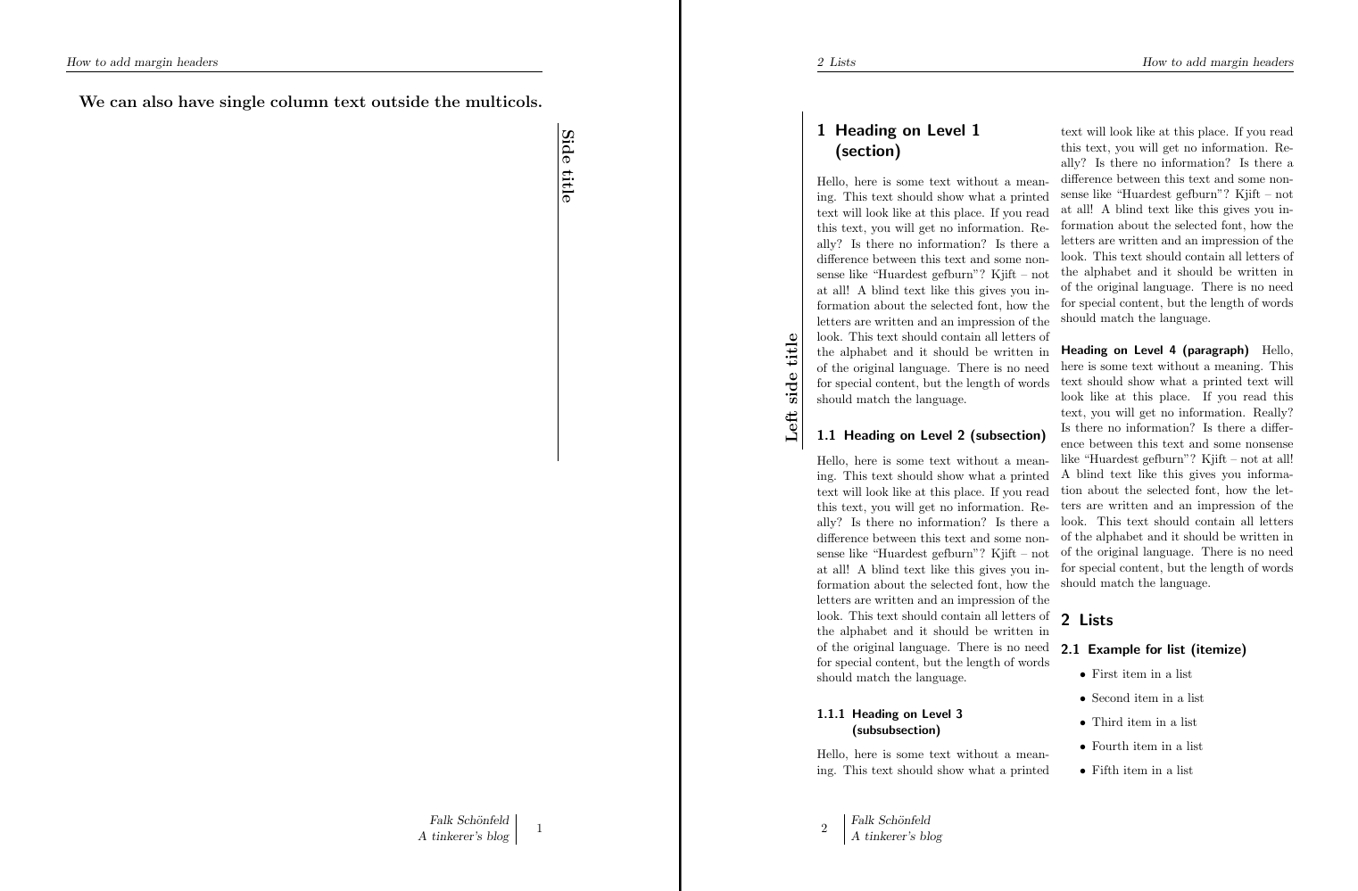 Rotated, aligned margin header on the left side