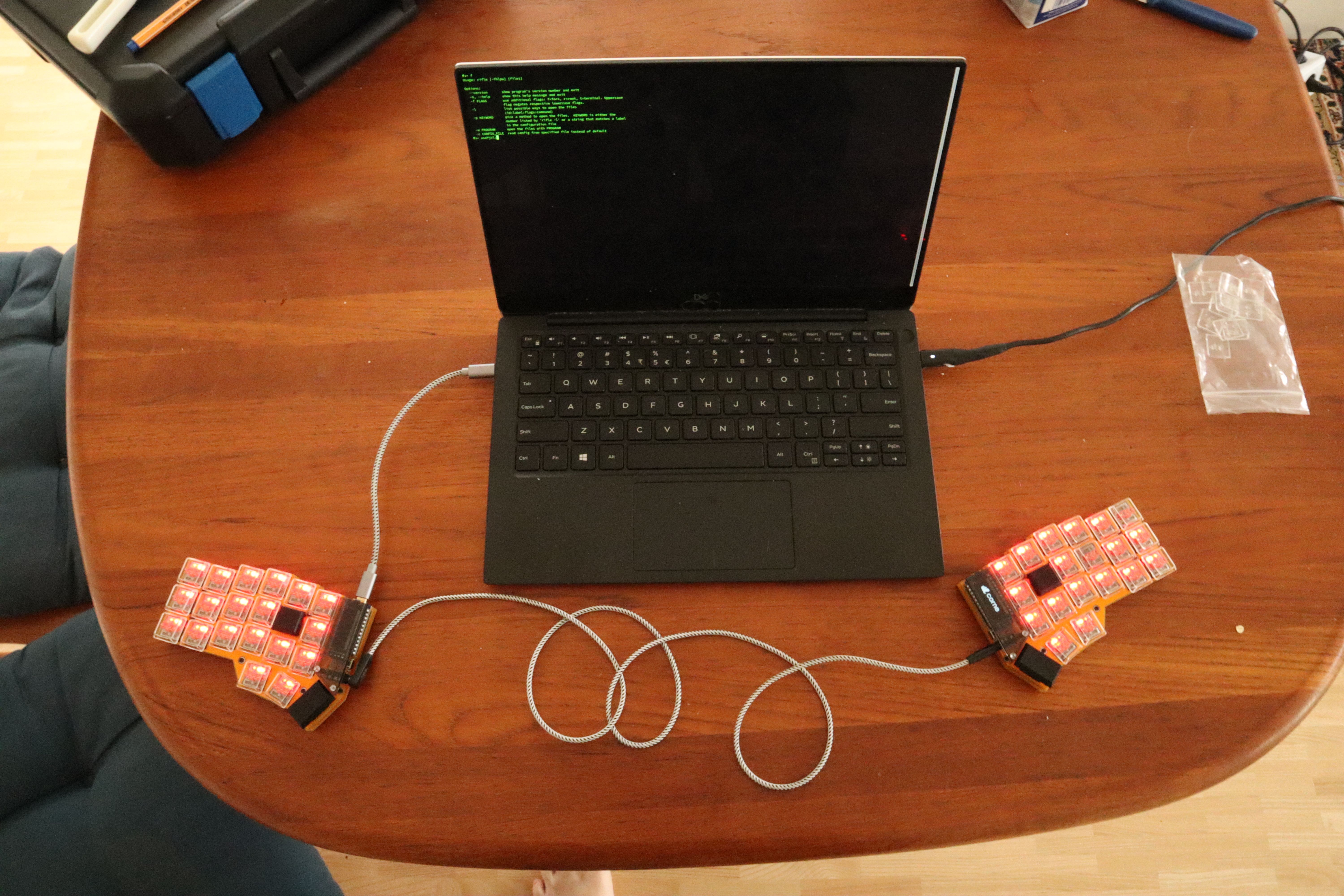 corne setup around laptop